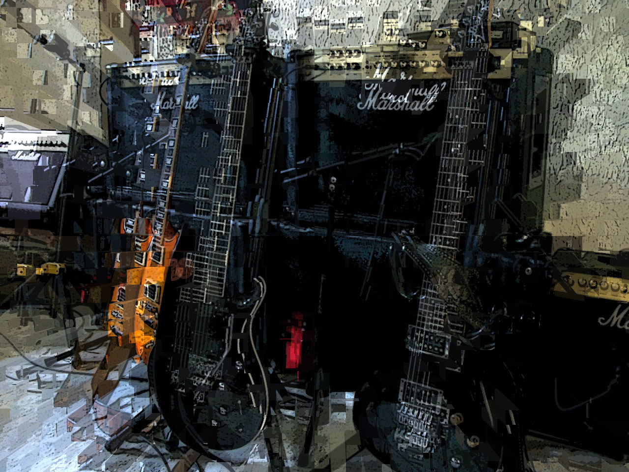 Guitars and equipment from Chris Dair’s electric setup.