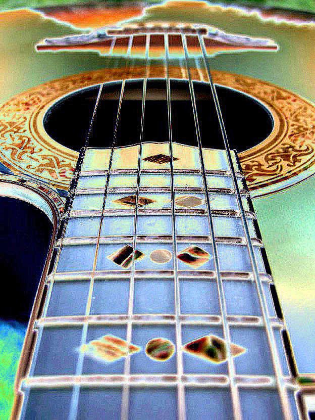 Close-up of guitar equipment.